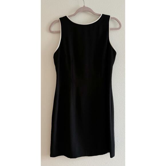 CDC Petites Vintage Little Black Dress with White Trim Size 10 - Picture 1 of 7
